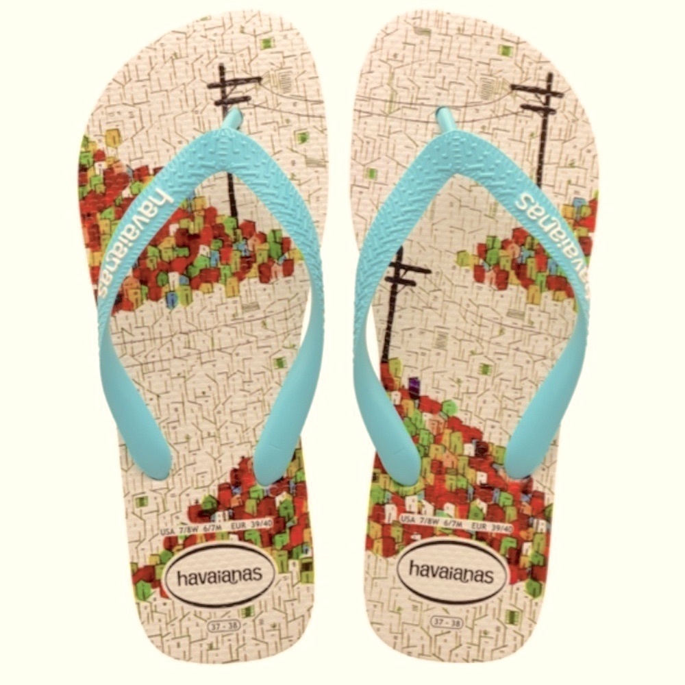 Havaianas Portraits of Brazil Flip Flops by street artist Ricardo Negro US 13M